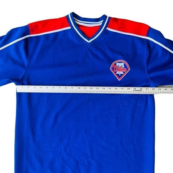 Philadelphia Phillies Baseball V-Neck Pullover Tee Blue / Red / White Men's Larg - Picture 4 of 6
